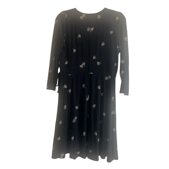 ✨Old Navy Black Yellow White Daisy Floral Mini Wrap Sz Large Dress✨ - Picture 7 of 10